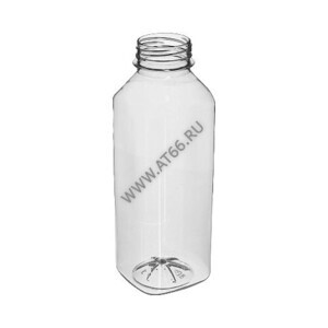 Бутылка 1,0 л 38 мм ПЭТ Смузи прозрачная квадратная (с крышкой), шт - ОБЩЕПИТснаб-ЮГ, Новороссийск