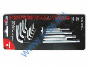 Набор Г-образных звездочек TORX с отверстием на конце (9 предметов) PROFFI 76435 - at66.ru - Екатеринбург